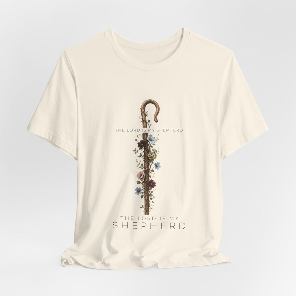 Shepherd Floral Staff T‑Shirt — 'The Lord Is My Shepherd' Faith Tee