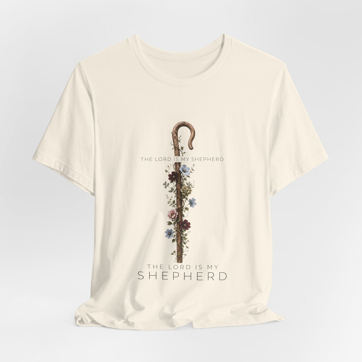 Shepherd Floral Staff T‑Shirt — 'The Lord Is My Shepherd' Faith Tee