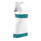 Racerback Dress — Teal Mosaic Border AOP