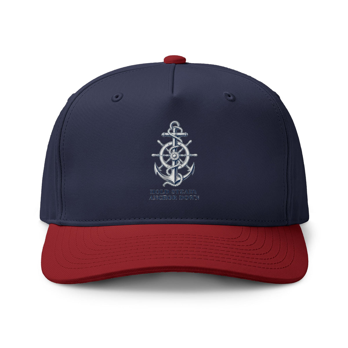 Anchor Compass Embroidered Two-Tone Cap — 'Hold Steady, Anchor Down'