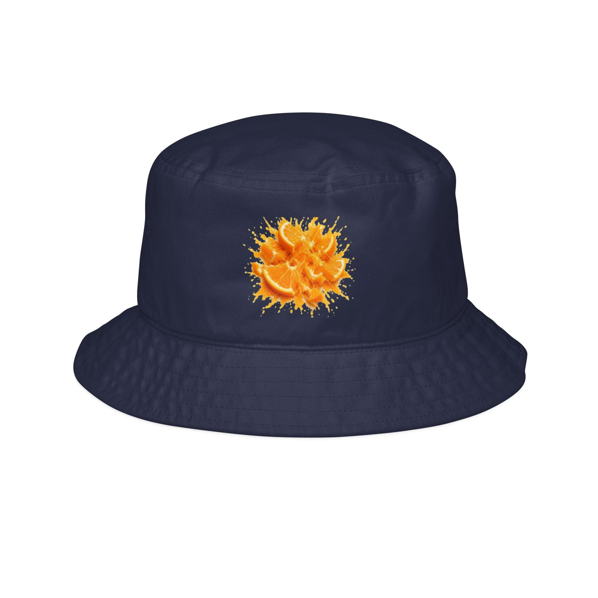 Bucket Hat — Vibrant Orange Burst Floral Embroidered Sunflower Design