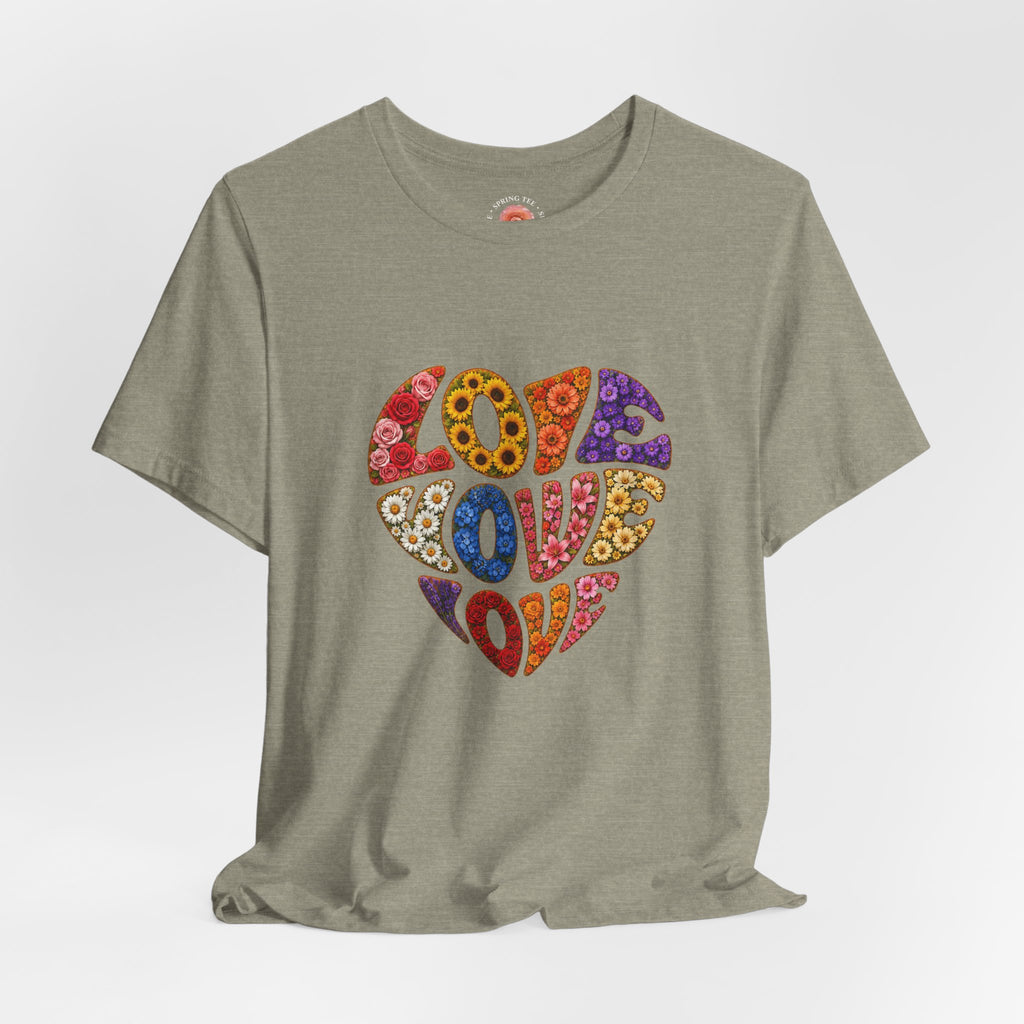 Love Heart Graphic Tee — Retro Psychedelic 'Love' Design