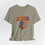 Love Heart Graphic Tee — Retro Psychedelic 'Love' Design