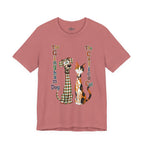 Gingham Dog & Calico Cat Tee — Plaid Pet Illustration T-Shirt