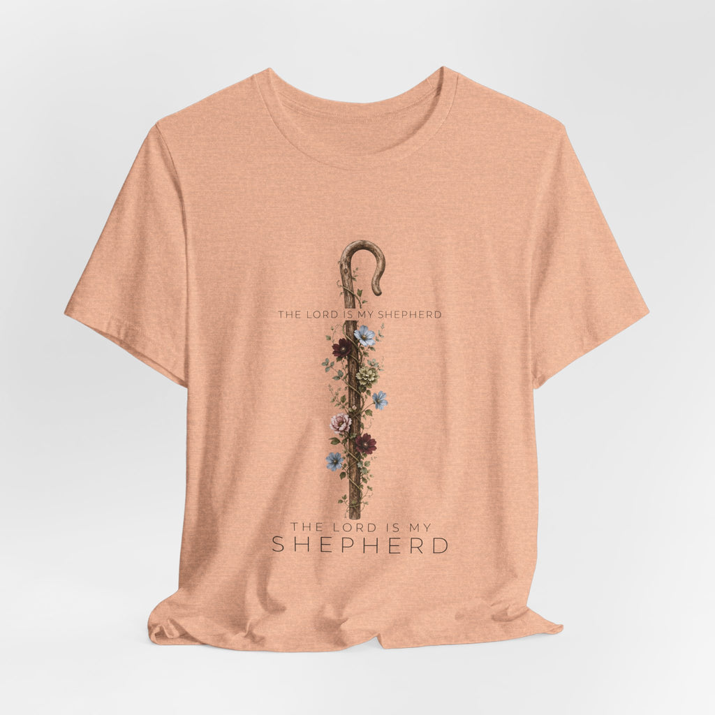 Shepherd Floral Staff T‑Shirt — 'The Lord Is My Shepherd' Faith Tee