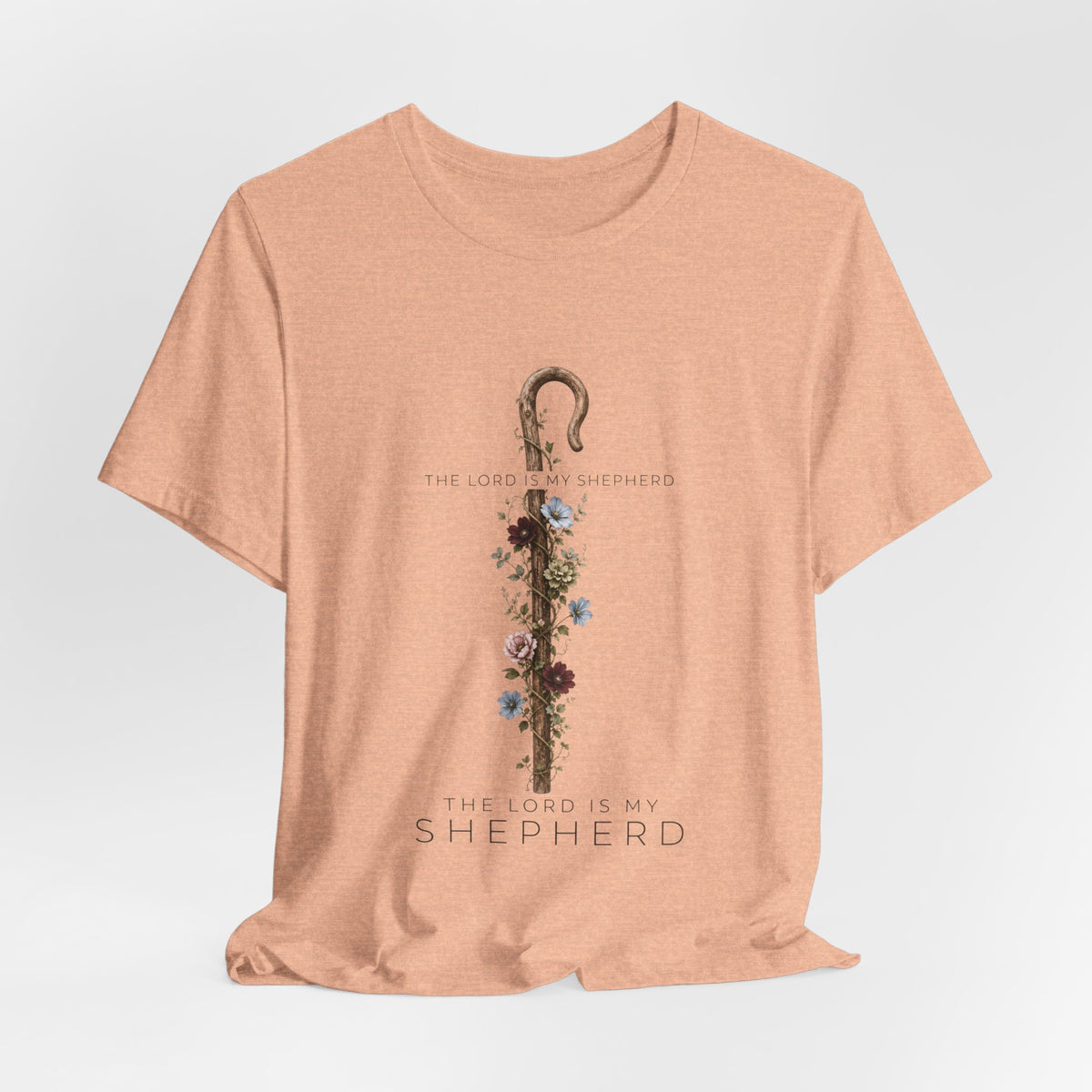 Shepherd Floral Staff T‑Shirt — 'The Lord Is My Shepherd' Faith Tee
