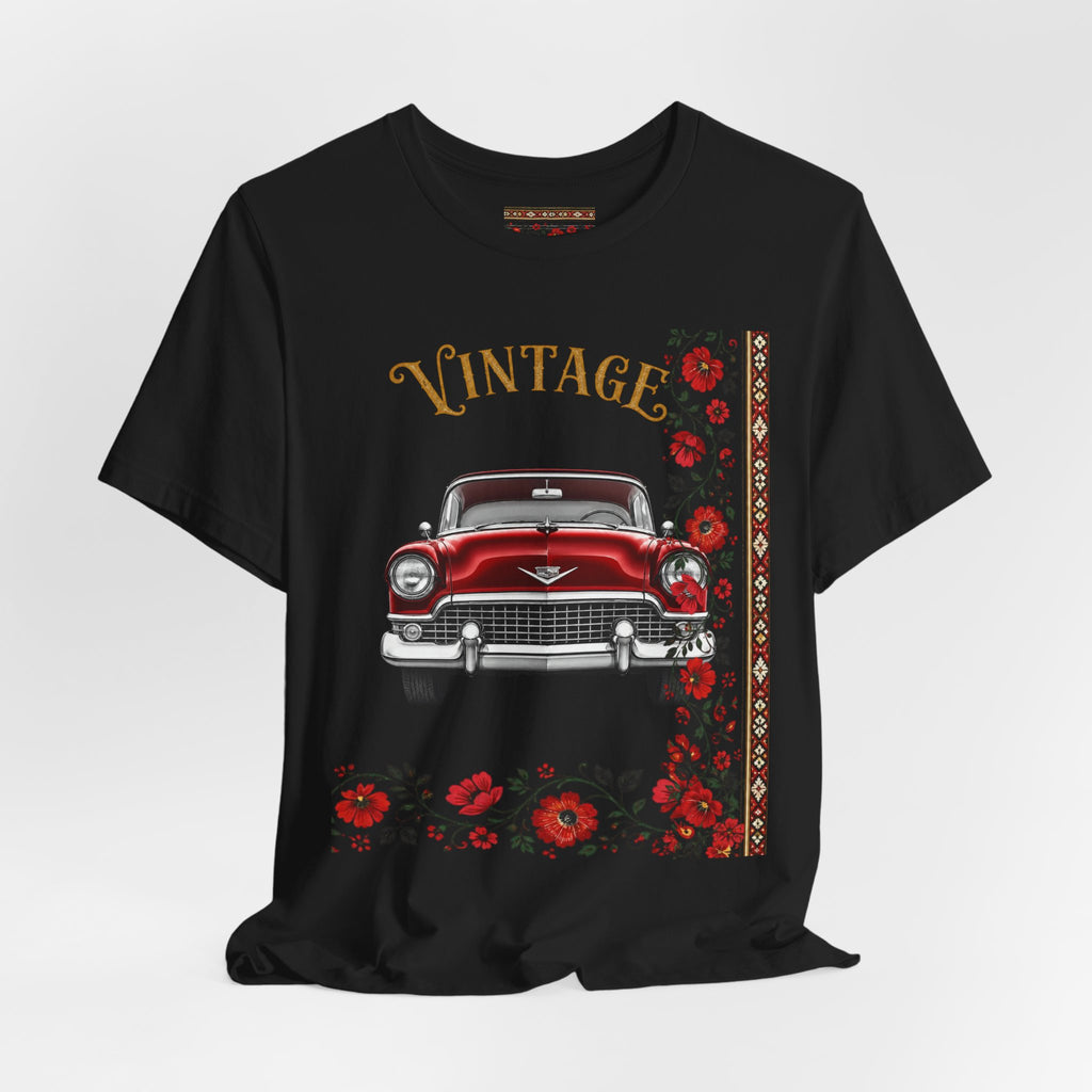 Vintage Classic Car Floral Graphic T-Shirt