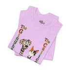 Gingham Dog & Calico Cat Tee — Plaid Pet Illustration T-Shirt