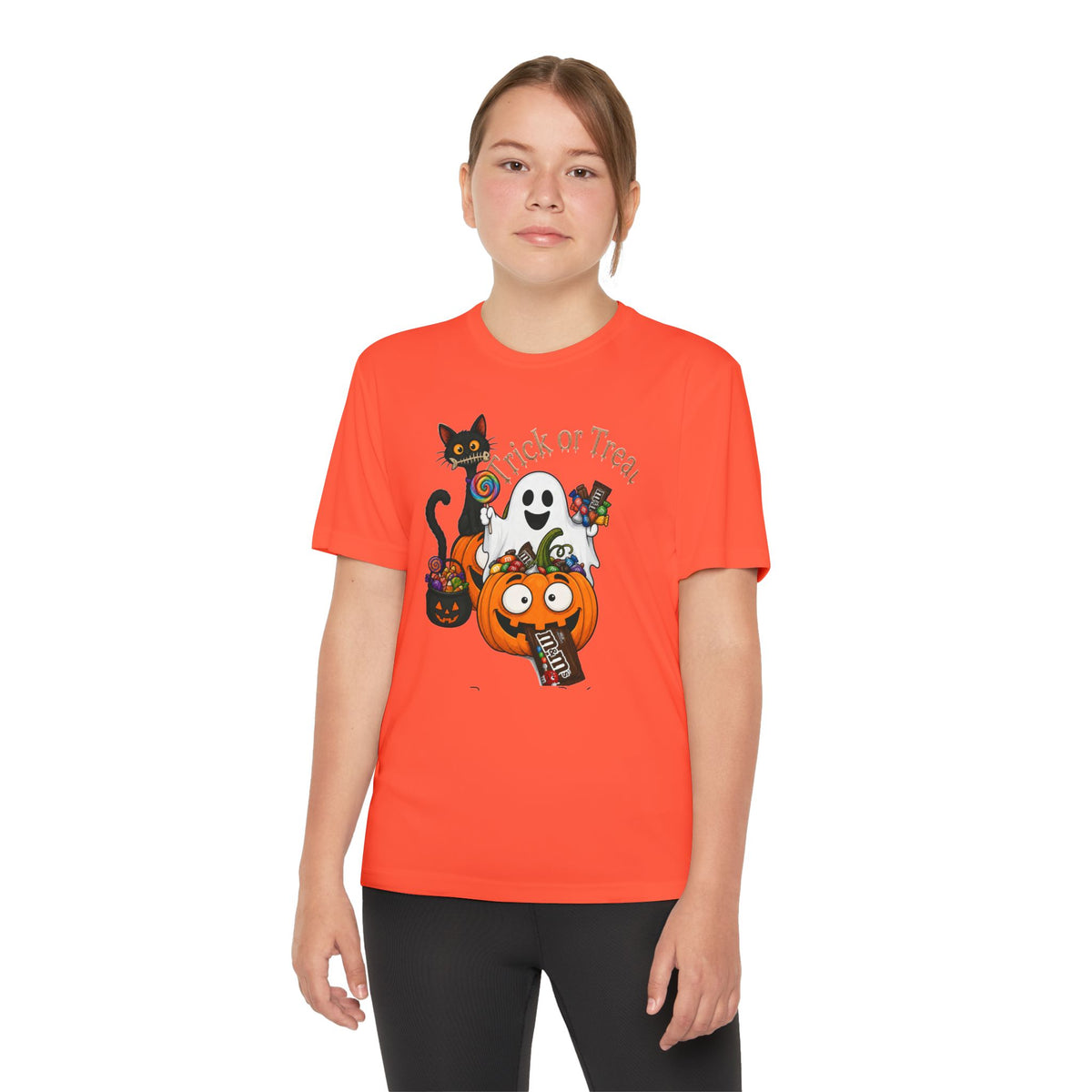 Kids Halloween Trick or Treat T-Shirt — Cute Pumpkin, Ghost & Black Cat Design