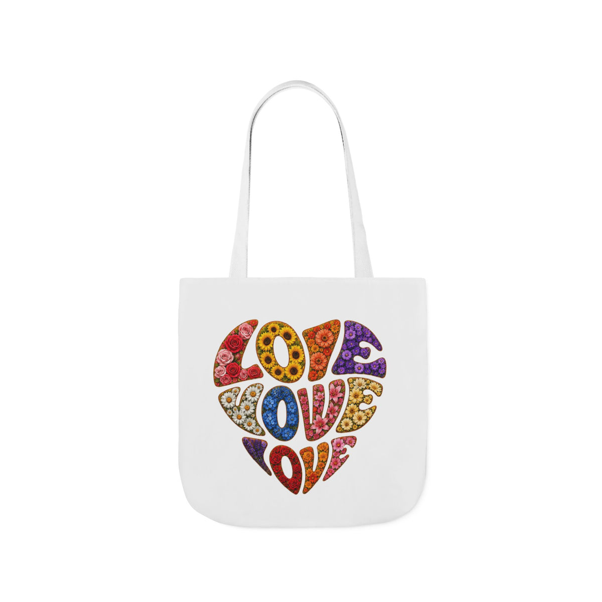 Love Heart Canvas Tote Bag — Colorful Retro ‘LOVE’ Design