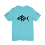 Fish Graphic Tee — 'FISH' Silhouette Fishing Shirt