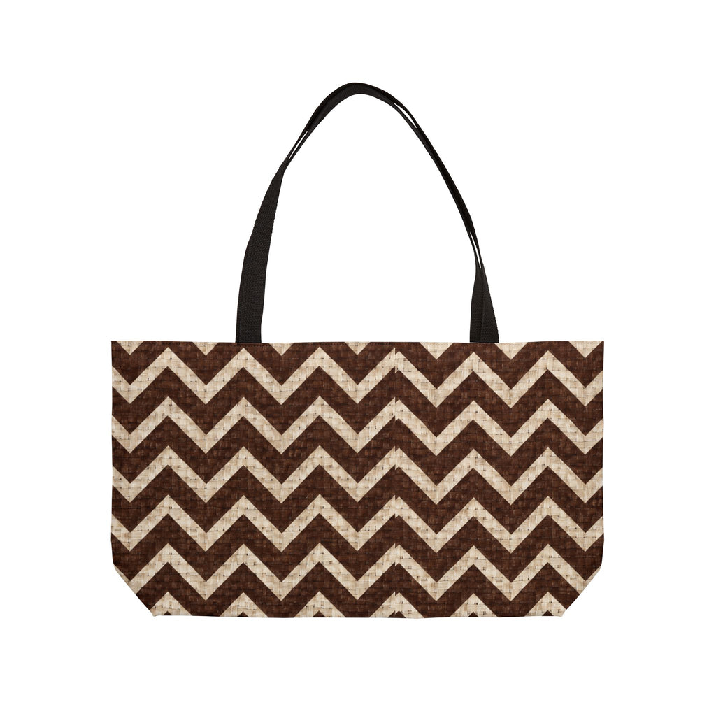 Chevron Weekender Tote Bag — Brown Rustic Zigzag Travel Tote