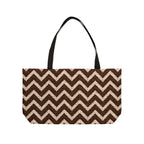 Chevron Weekender Tote Bag — Brown Rustic Zigzag Travel Tote