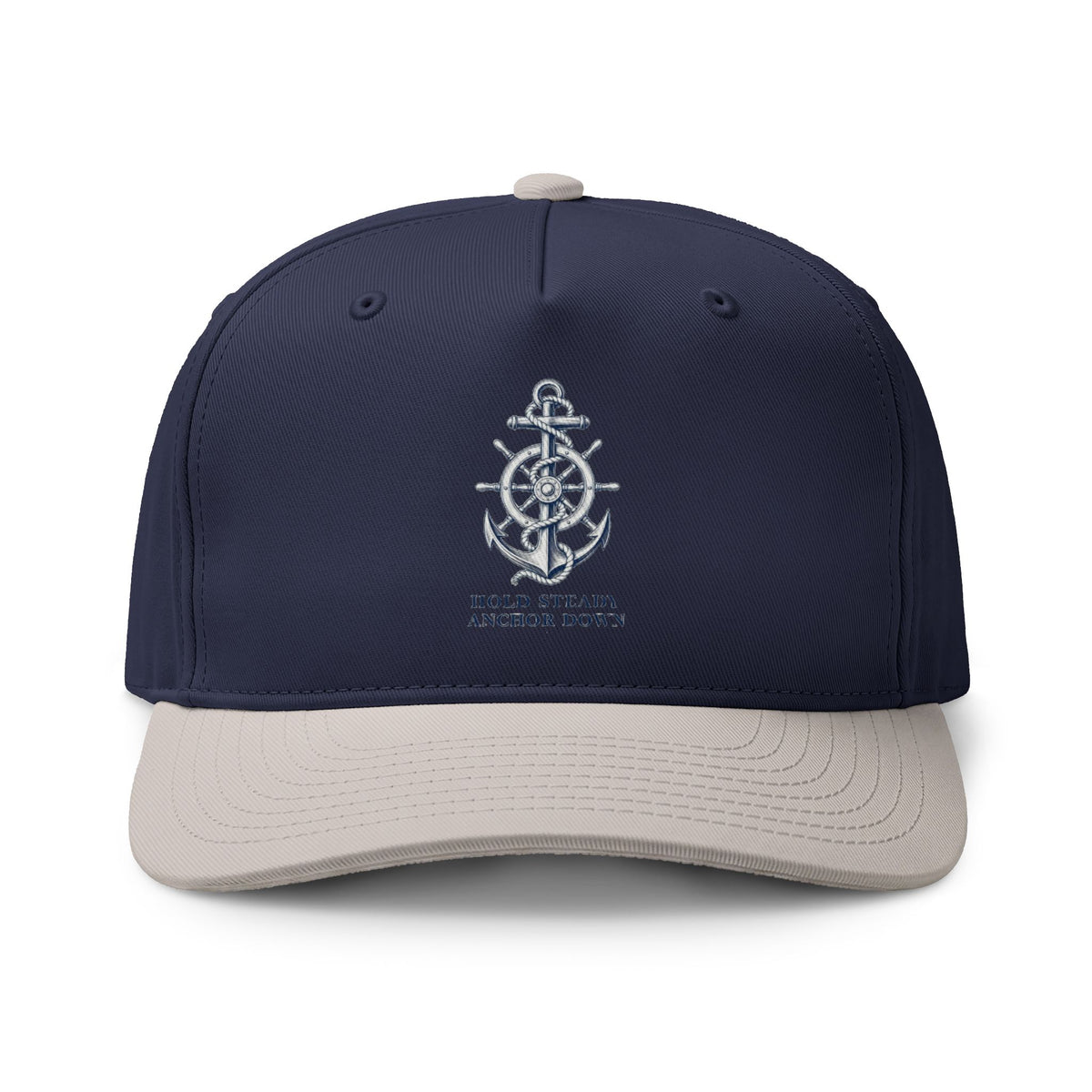 Anchor Compass Embroidered Two-Tone Cap — 'Hold Steady, Anchor Down'