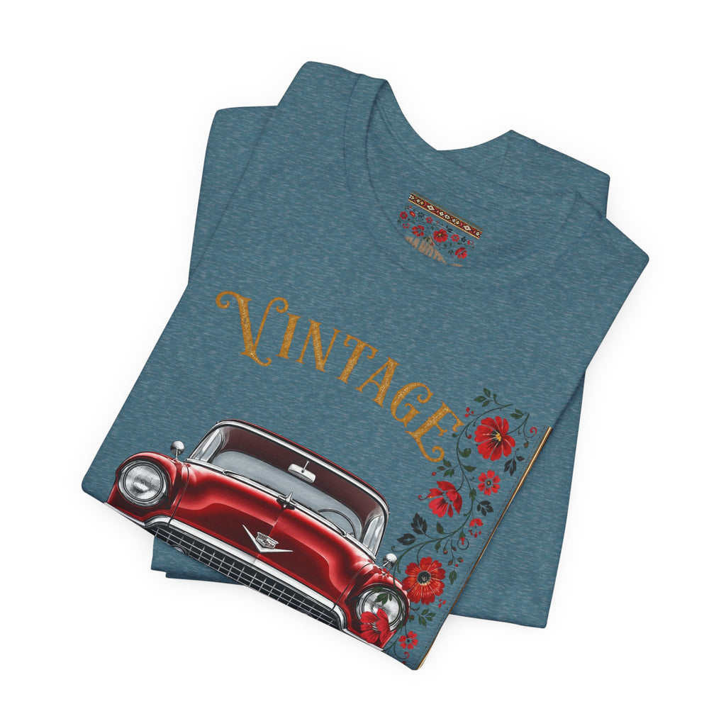 Vintage Classic Car Floral Graphic T-Shirt