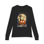 Kids' Halloween Long Sleeve Tee — 'Trick or Treat' Black Cat & Pumpkin Design