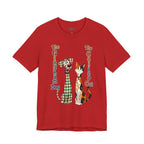 Gingham Dog & Calico Cat Tee — Plaid Pet Illustration T-Shirt