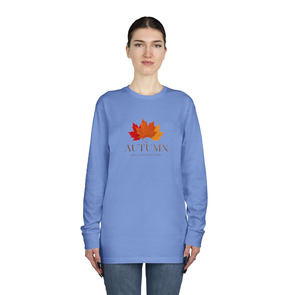 Autumn Leaves Long Sleeve Tee — 'AUTUMN' Maple Graphic Cozy Fall Shirt