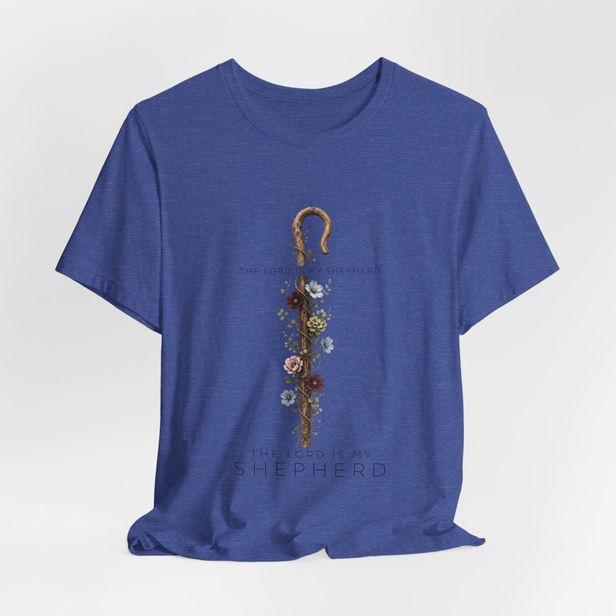 Shepherd Floral Staff T‑Shirt — 'The Lord Is My Shepherd' Faith Tee