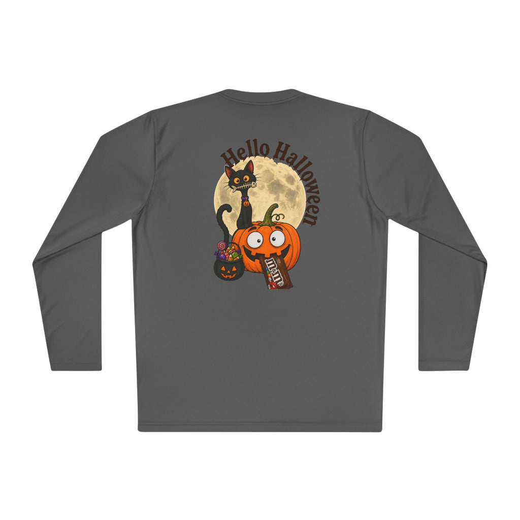 Halloween Pumpkin & Black Cat Long Sleeve Tee — "Trick or Treat / Hello Halloween"