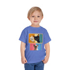 Toddler Cat Portrait Tee — Color Block Kittens Short Sleeve