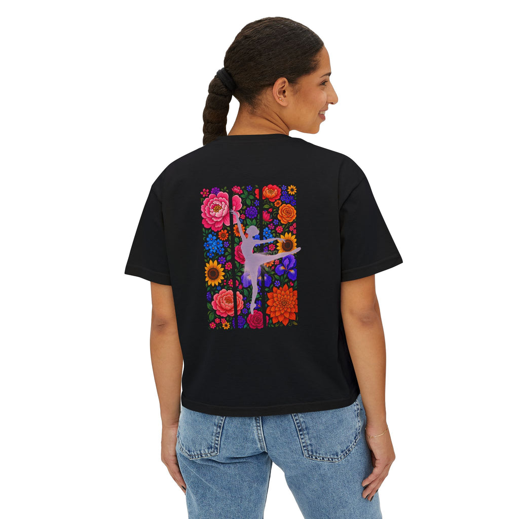 Floral Ballet Dancer Tee | Boxy Crop Shirt