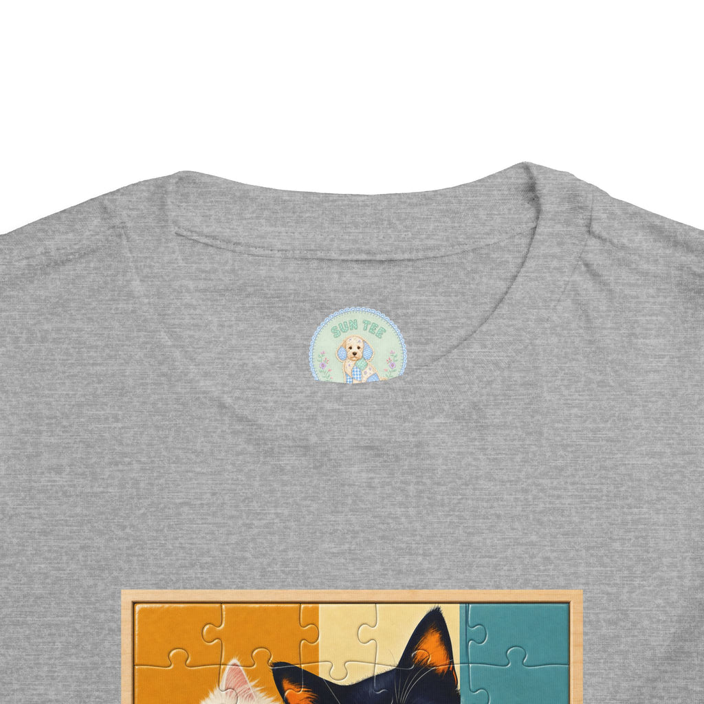 Toddler Cat Portrait Tee — Color Block Kittens Short Sleeve
