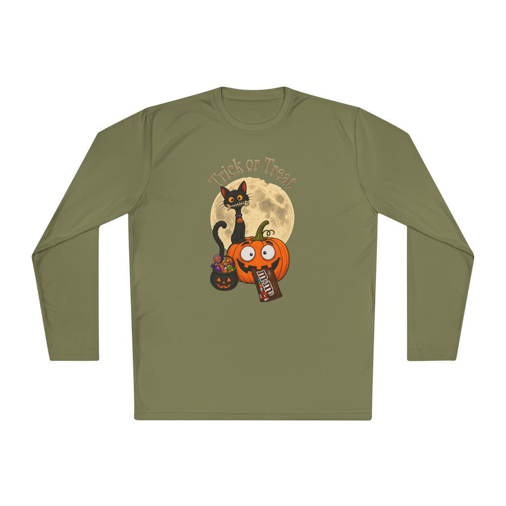 Halloween Pumpkin & Black Cat Long Sleeve Tee — "Trick or Treat / Hello Halloween"