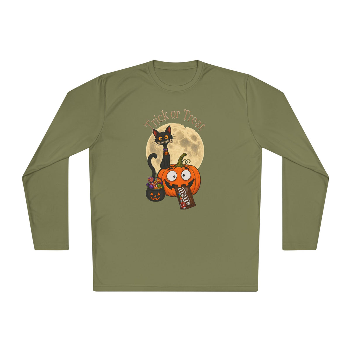Halloween Pumpkin & Black Cat Long Sleeve Tee — "Trick or Treat / Hello Halloween"