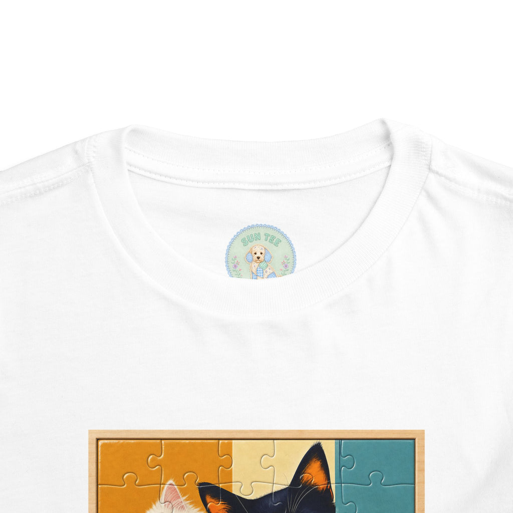 Toddler Cat Portrait Tee — Color Block Kittens Short Sleeve