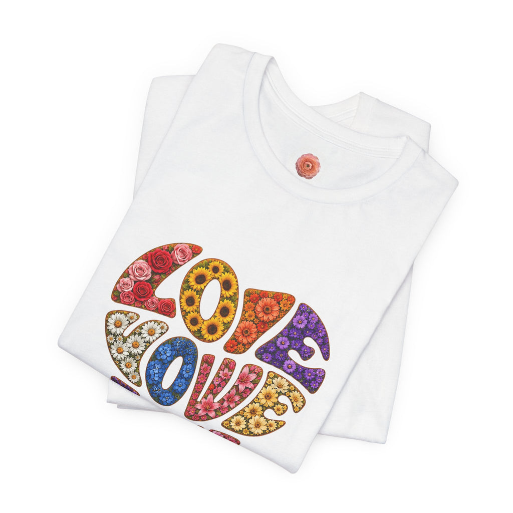 Love Heart Graphic Tee — Retro Floral "Love" Design