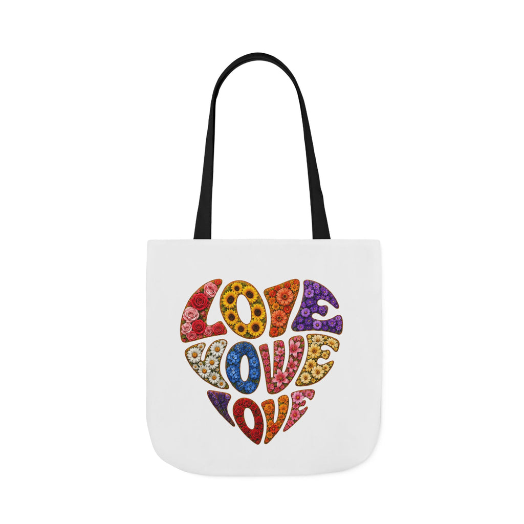 Love Heart Canvas Tote Bag — Colorful Retro ‘LOVE’ Design