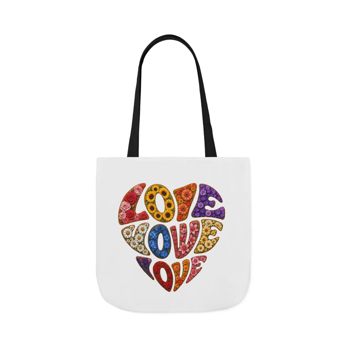 Love Heart Canvas Tote Bag — Colorful Retro ‘LOVE’ Design