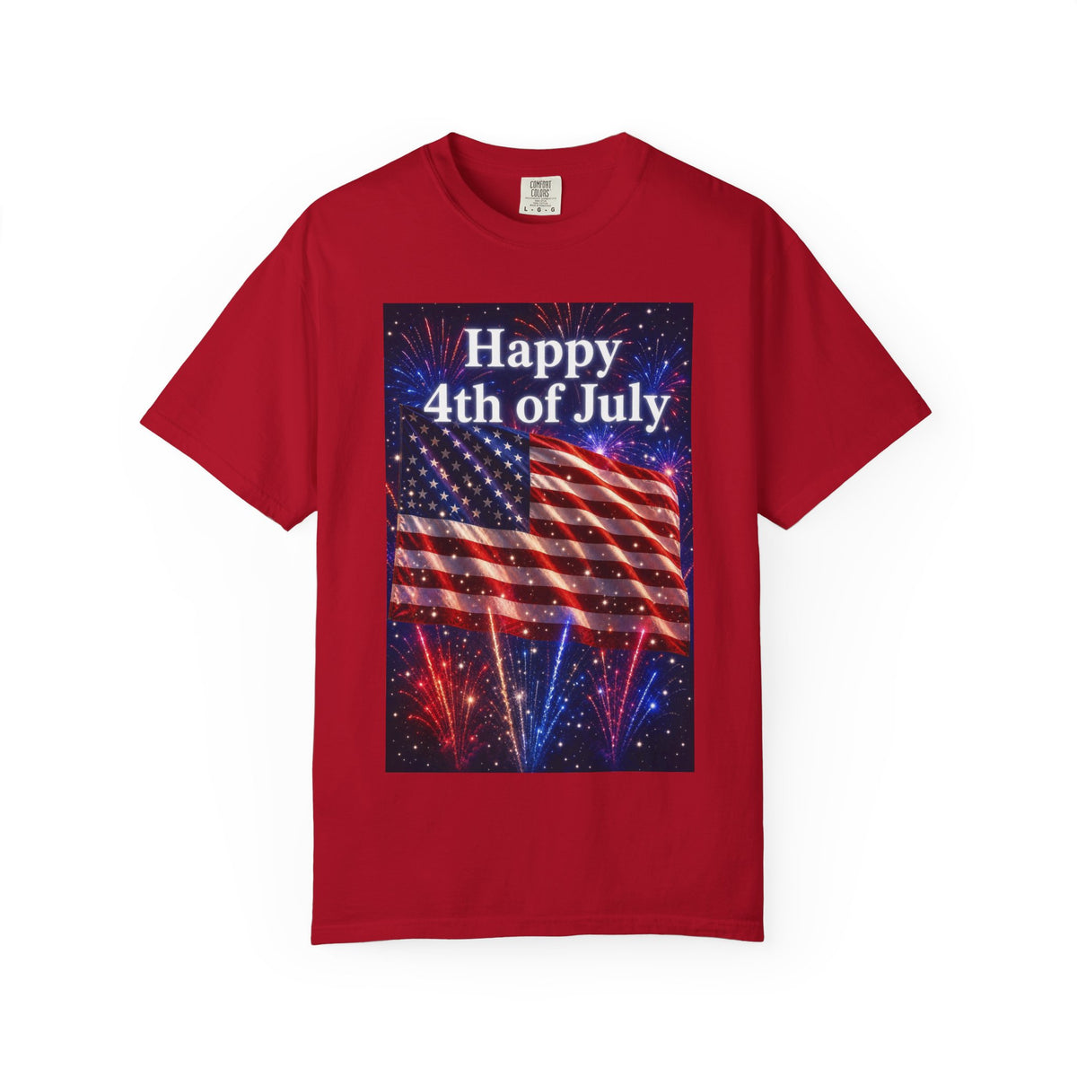4th of July Flag T-Shirt — "Happy 4th of July" Front & America Flag Back