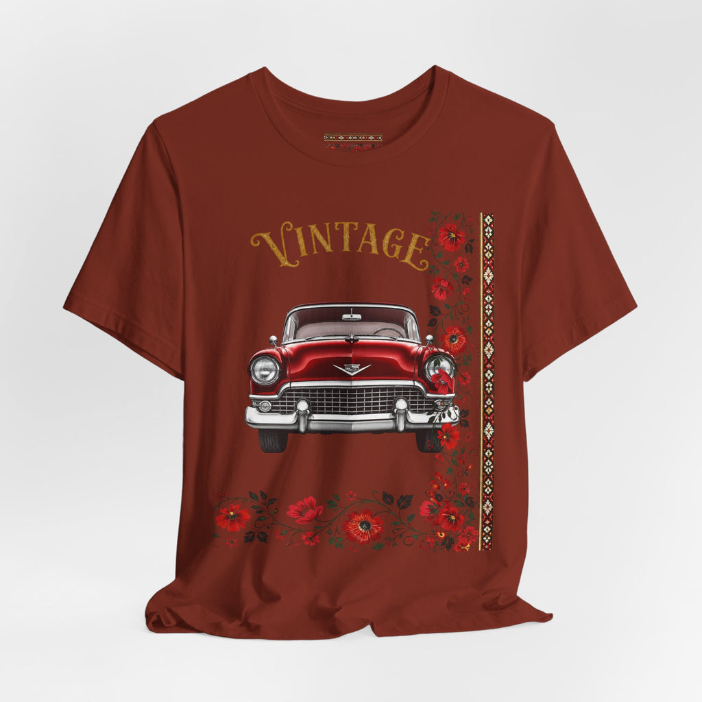 Vintage Classic Car Floral Graphic T-Shirt