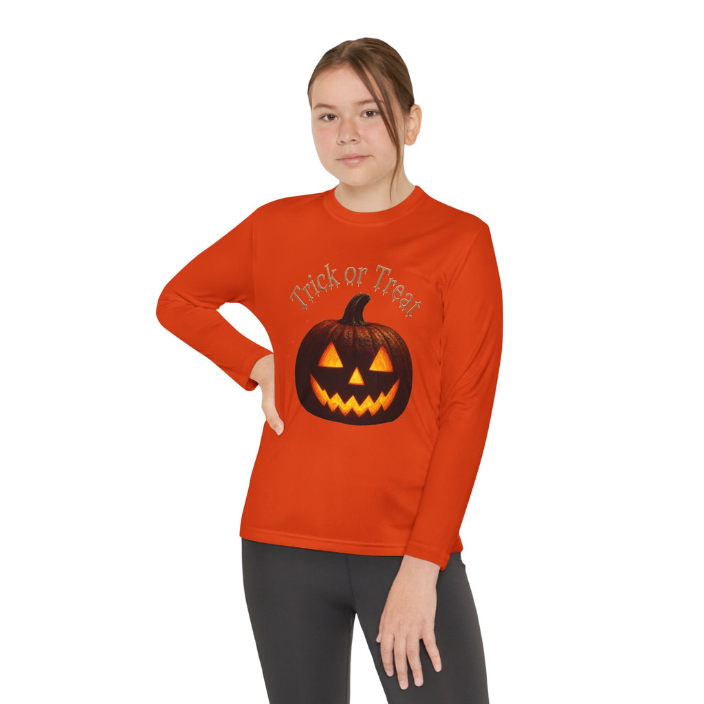 Youth Halloween Pumpkin Long Sleeve Tee - "Trick or Treat"