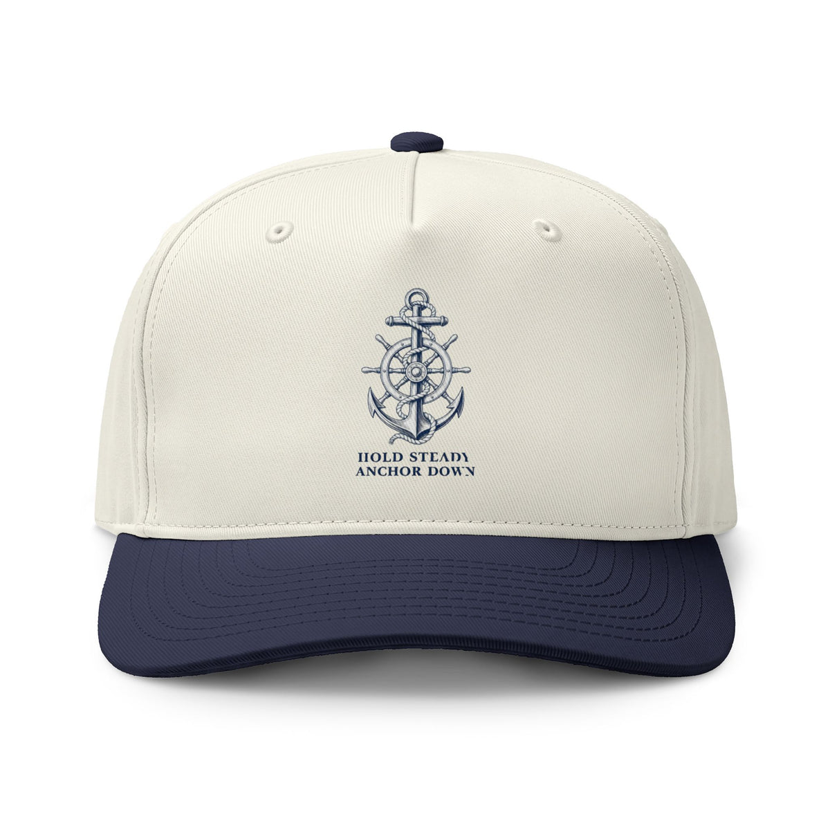 Anchor Compass Embroidered Two-Tone Cap — 'Hold Steady, Anchor Down'