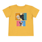 Toddler Cat Portrait Tee — Color Block Kittens Short Sleeve