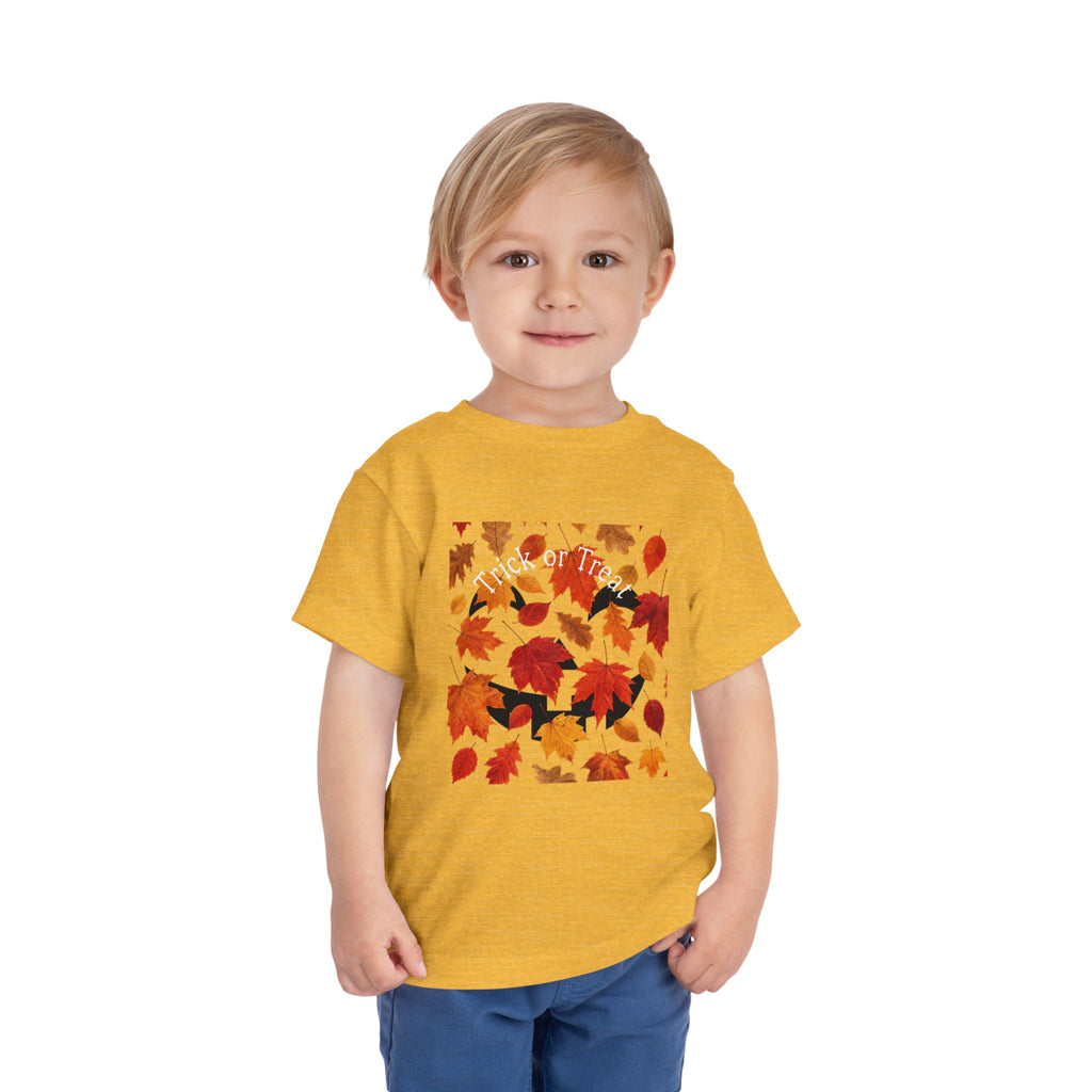 Toddler Halloween Pumpkin and Autumn Leaves Tee