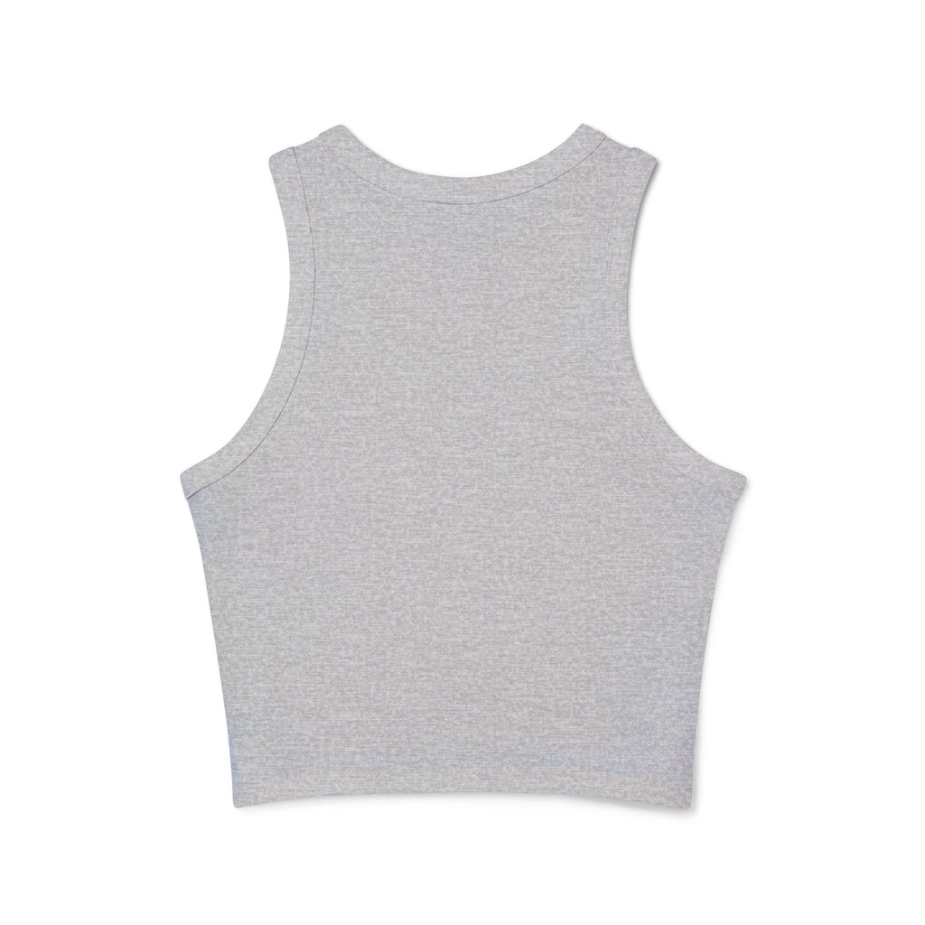 Ocean Mosaic Fish Racer Tank Top — Beachy Blue Graphic Crop Tank