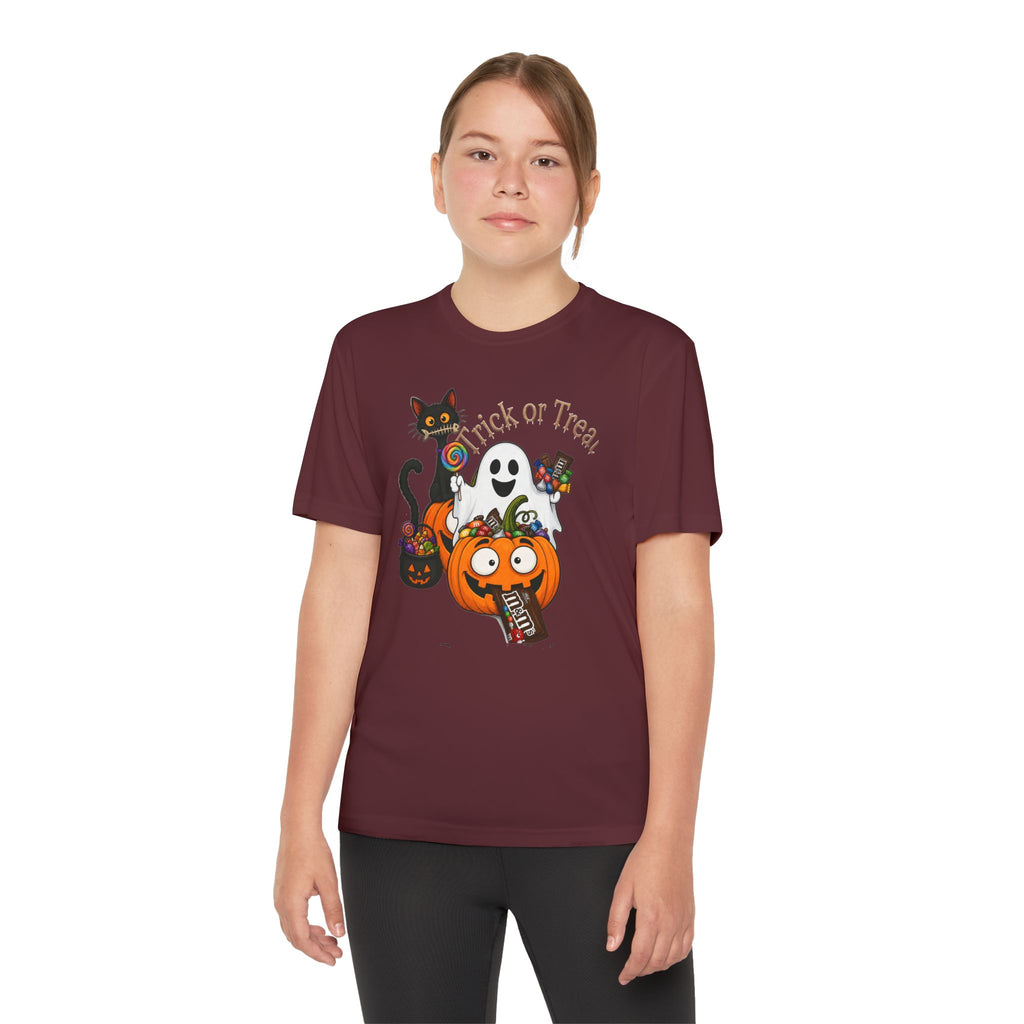 Kids Halloween Trick or Treat T-Shirt — Cute Pumpkin, Ghost & Black Cat Design