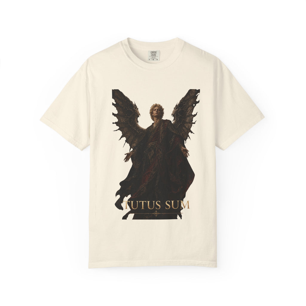 Guardian Angel -Faith- Graphic T‑Shirt — 'Tutus Sum' Cross Tee