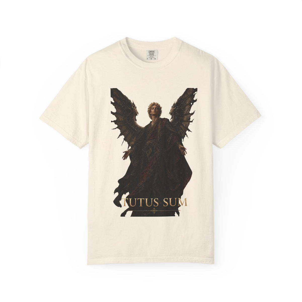 Guardian Angel -Faith- Graphic T‑Shirt — 'Tutus Sum' Cross Tee