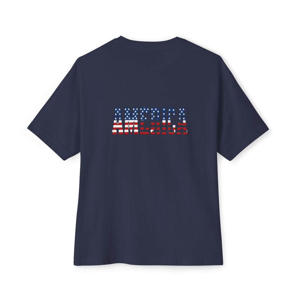 American Flag Poppy Tee Shirt -Unisex Oversized Boxy Tee