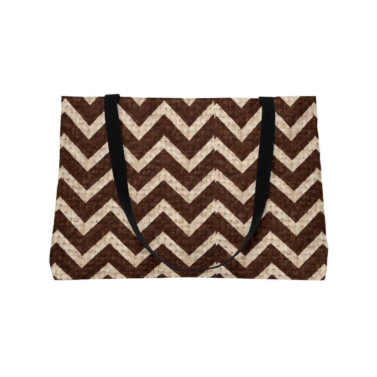 Chevron Weekender Tote Bag — Brown Rustic Zigzag Travel Tote