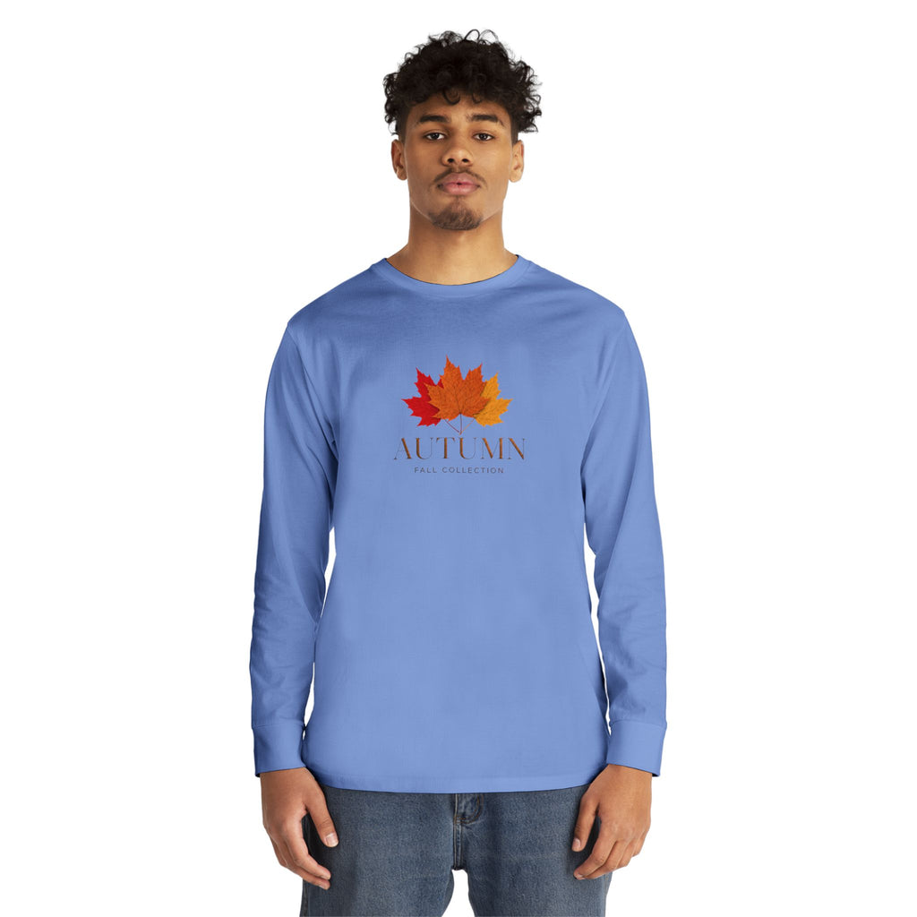 Autumn Leaves Long Sleeve Tee — 'AUTUMN' Maple Graphic Cozy Fall Shirt