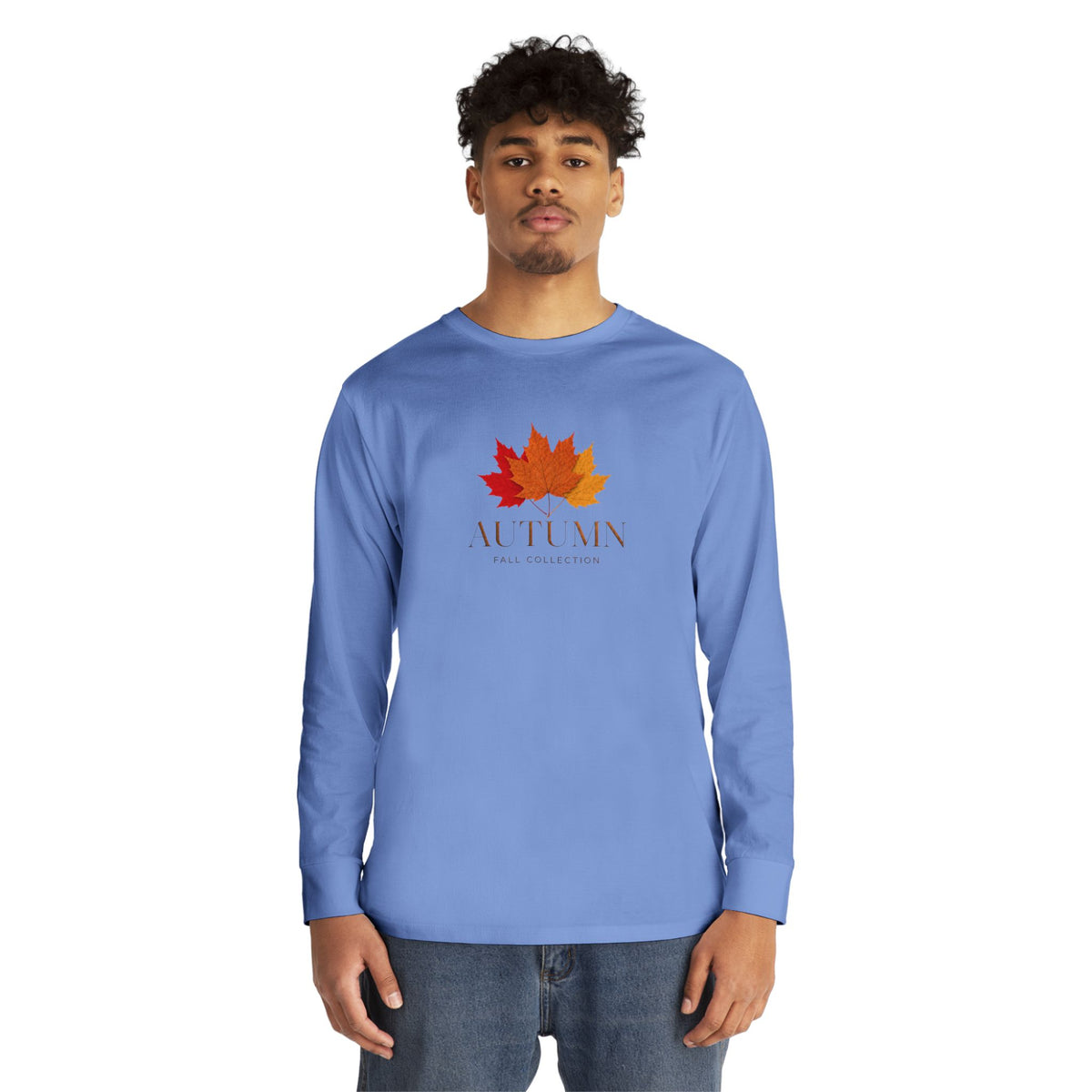 Autumn Leaves Long Sleeve Tee — 'AUTUMN' Maple Graphic Cozy Fall Shirt