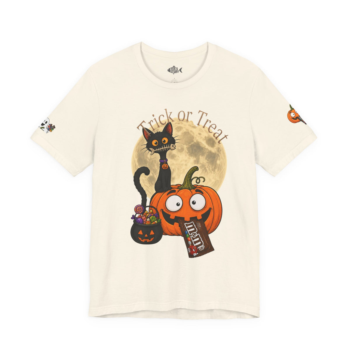 Halloween Cat & Pumpkin Tee — "Trick or Treat" Graphic T-Shirt