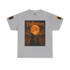 Halloween Graphic Tee — "It's Halloween" Witch & Cat Moon Design