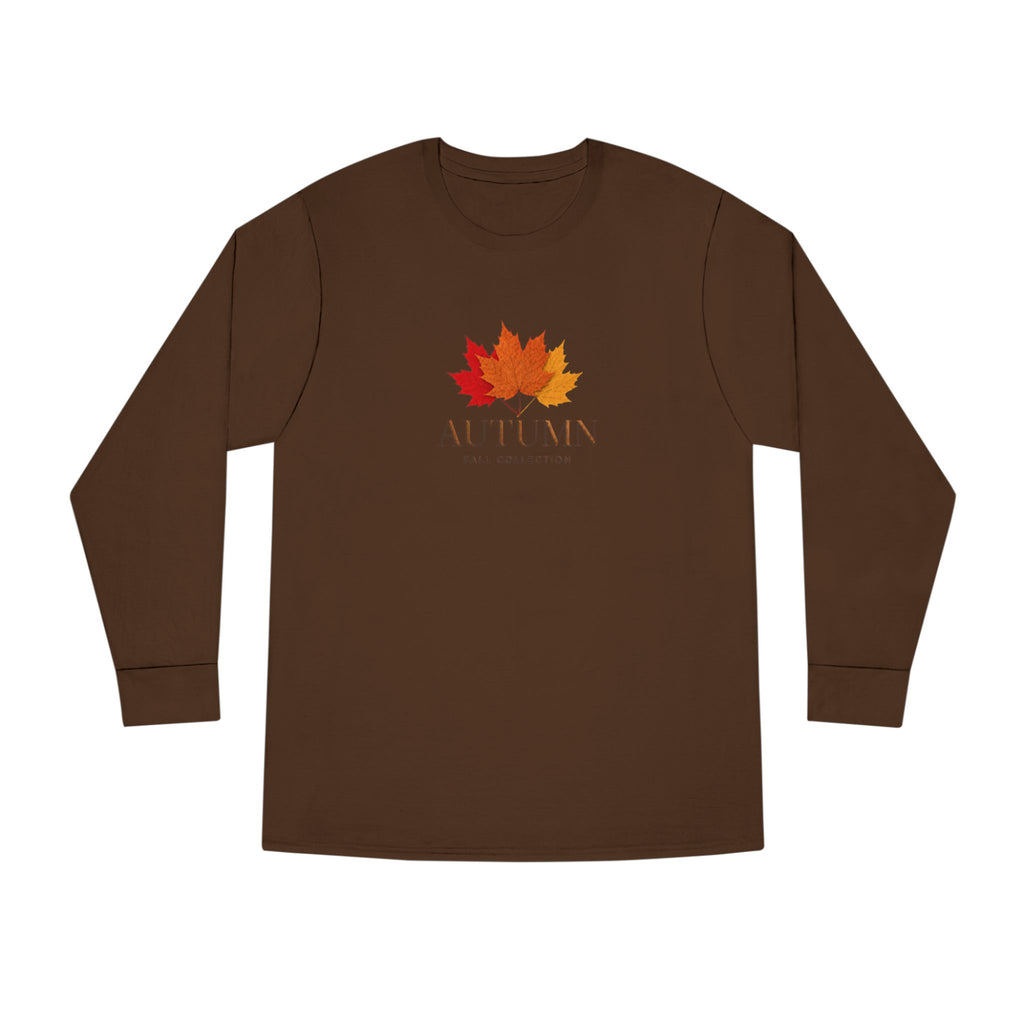 Autumn Leaves Long Sleeve Tee — 'AUTUMN' Maple Graphic Cozy Fall Shirt